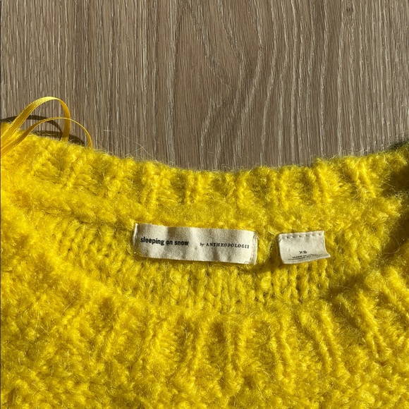 Anthropologie Sleeping On Snow Yellow Crew Neck Alpaca Sweater - Picture 5 of 7